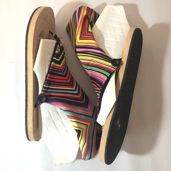 CHULA Sandals Women's Size US7 Pink Green Multicolor Mexican Striped Fabric - Picture 9 of 11